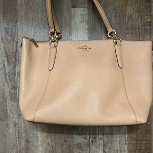 Coach Beige Leather Tote Bag